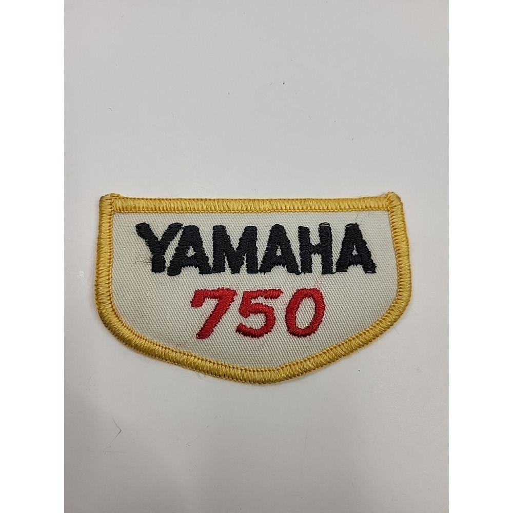 Vintage Yamaha 750 Motorcycle Biker Riding Iron On Patch Embroidered Yellow
